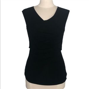 Theory Black Wrapped Ribbed Top Medium
